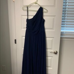 Elegant Navy Blue One-Shoulder Dress